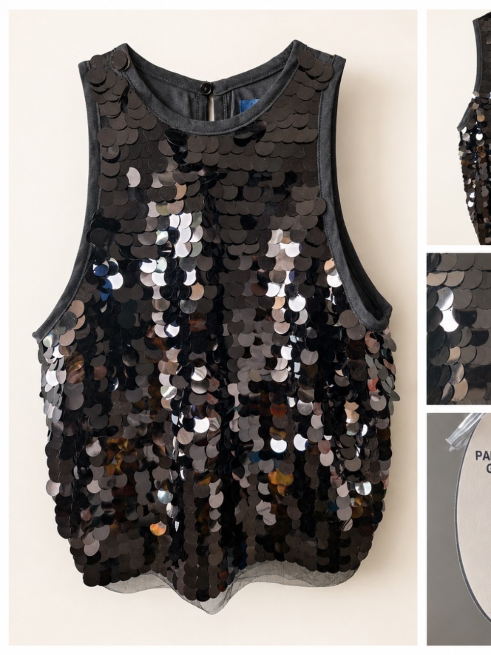 New w/ Tags Shade & Shore Black Paillette Meet Greet Sequin Tank | Size M (8-10)